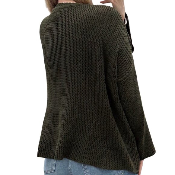 Maurie and Eve Cotton Oversized Crewneck Sweater in Olive Green Women's Size 4 - Picture 3 of 16